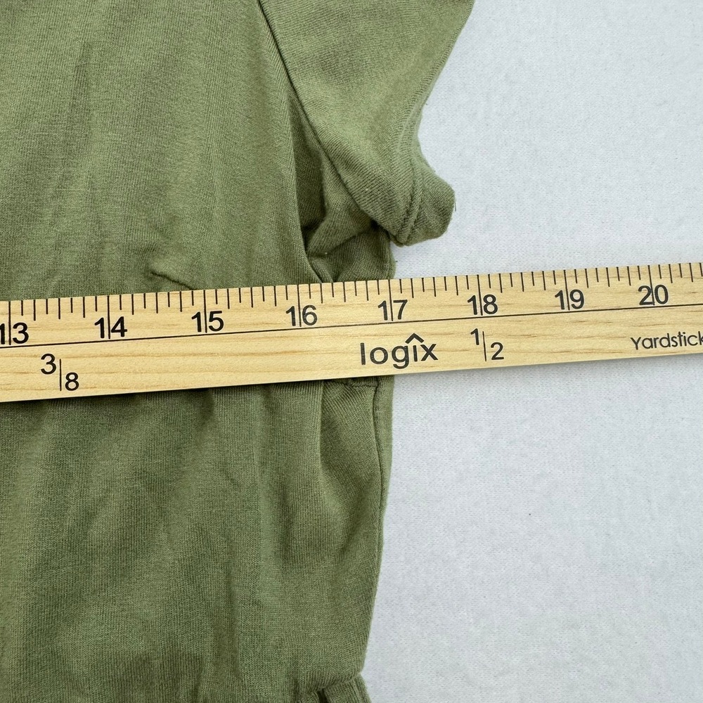 Lucky Brand Womens Tiered Mini Dress Olive Green V-Neck Flutter Sleeve Large - Picture 7 of 10
